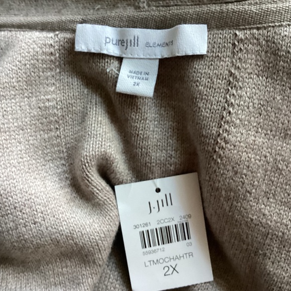 NWT PURE JILL JACQUARD FRINGE GILET COLOR: LT MOCHA HTHR SIZE: 2X - Picture 12 of 14